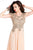 Shail K - Glistening Lace Applique Top Chiffon Long Gown 3987 in Neutral and Gold