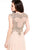Shail K - Glistening Lace Applique Top Chiffon Long Gown 3987 in Neutral and Gold