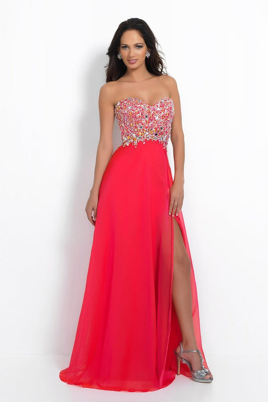Intrigue - Strapless Sequin Embellished A-line Evening Gown 39 in Red