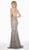 Ashley Lauren - 1458 Embellished Halter Trumpet Dress With Cutout In Silver and Gray