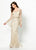 Montage by Mon Cheri - 219986W Embroidered Bell Sleeve Sheath Dress In Nude