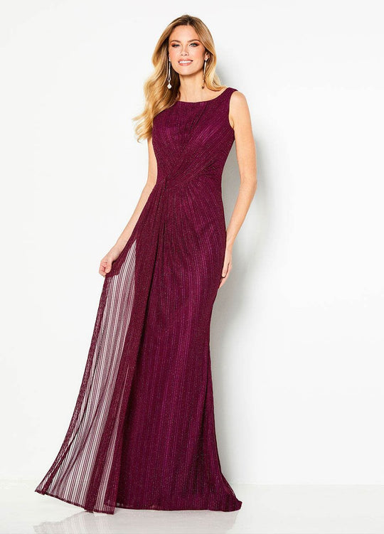Cameron Blake - 219683W Sleeveless Scoop Neck Trumpet Dress In Purple and Silver
