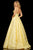 Sherri Hill - 52953 Deep V-neck A-line Dress With Train In Yellow