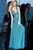 Jovani - 2088 Sleeveless Plunging V Neck Pleated A-Line Gown In Blue and Green