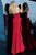 Jovani - 68766 Strapless Side Ruffle Trumpet Dress In Red