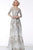 Jovani - 66871 Floral Embroidered A-line Long Dress In Green and White
