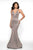 Blush by Alexia Designs - 11726 Plunging V Neck Shimmer Mermaid Gown In Neutral and Silver