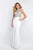 Blush - C1019 Sleeveless Beaded Halter Sheath Dress In White
