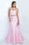 Blush - Crystal-encrusted Halter Neck Trumpet Gown 11084 in Pink