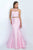 Blush - Crystal-encrusted Halter Neck Trumpet Gown 11084 in Pink