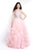Blush - 5653 Bedazzled V-neck A-line Dress In Pink and Silver
