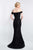 Blush - S2018 Shawl Lovely Off-Shoulder Lace Fitted Gown In Black