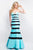 Blush - C1051 Bow Accented Striped Mermaid Dress In Blue and Black