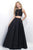 Blush - Two-Piece Beaded Bateau Neck Ball Gown 5611 in Black