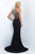Blush - Beaded High Neck Jersey Trumpet Gown 11119 in Black