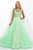 Blush - Beaded V-Neck Chiffon A-Line Dress 11058 in Green