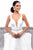 Tarik Ediz - 93346 Deep V-Neck Floral A-line Gown In White