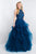 Blush - 5654 Embellished High Halter A-line Dress In Blue