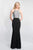 Blush - C1030 Sleeveless Beaded Halter Ruffle Sheath Dress In Black