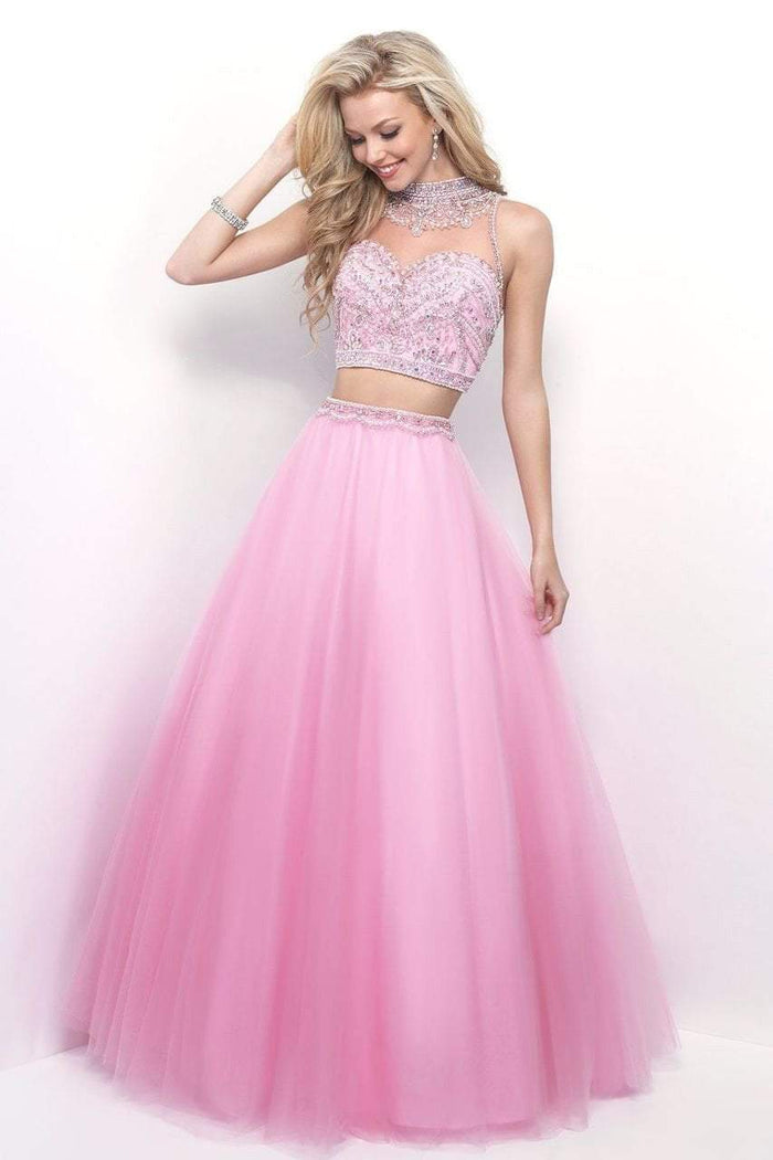 Blush - Regal Jewel Illusion A-Line Gown 5618 in Pink