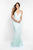 Intrigue - 447 Lace Deep V-Neck Sheath Dress In Green
