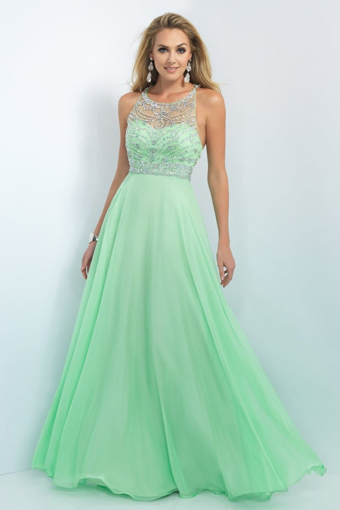 Jewel Embellished with Diamond Cutout Back Gown 10001