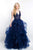 Blush - 5671 Embellished Deep V-neck Ballgown In Blue
