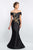 Blush - S2006 Shawl Off-Shoulder Mikado Mermaid Gown In Black and Gold