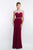 Blush - S2029 Sheer Crystal Embellished Jewel Neck Sheath Gown In Red