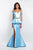 Blush - C1048 Off-Shoulder Pleated Peplum Sheath Dress In Blue