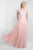 Blush - S2022 Shawl Illusion Jewel Neck Beaded Chiffon Gown In Pink and Neutral