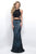 Blush - Geometrical Two-Piece Jewel Sheath Gown  11340 in Black and Blue