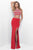 Two-Piece Pearl Embellished Halter Top Jersey Gown  11259
