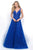 Blush - Jeweled and Embroidered V-Neck Ball Gown 5602 in Blue