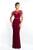 Blush - S2028 Beaded Cap Sleeves Jersey Sheath Gown In Red