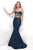 Blush - Rich Embroidered Two-Piece Trumpet Gown 11341 in Blue and Multi-Color