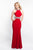 Intrigue - 441 Beaded Halter Sheath Dress In Red