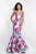 Intrigue - 403 Sleeveless Sweetheart Floral Mikado Trumpet Gown In White and Floral