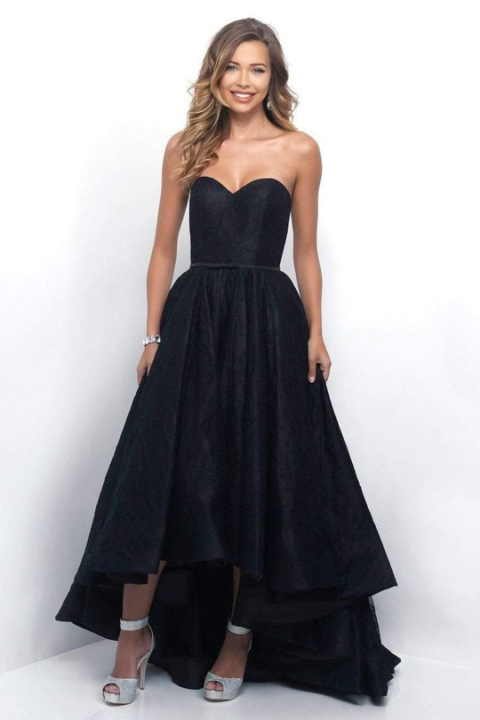 Blush - Lace Strapless Sweetheart High-Low Gown 5628 in Black