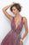 Blush - 7100 Sparkling Plunging V-Neck Beaded Evening Gown In Red