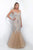 Blush - Crystal Deep V-Neck Tulle Mermaid Gown 7020 in Neutral and Silver