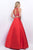 Blush - Bejeweled Sheer High Halter A-Line Gown 5624 in Red and Pink