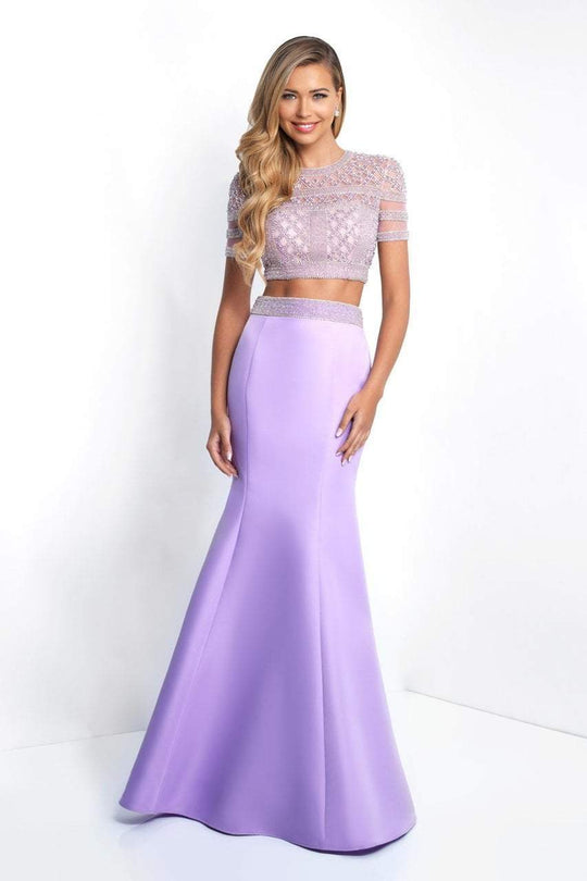 Blush - C1006 Crystal Embellished Two Piece Mermaid Dress In Purple