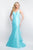 Blush - C1059 Halter Mikado Tiered Mermaid Dress In Blue