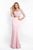 Intrigue - 438 Beaded Illusion Bateau Sheath Dress In Pink