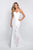Blush - C1016 Beaded Flower Accented Mermaid Dress In White and Pink