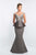 Blush - S2007 Shawl Off-Shoulder Crystal Ornate Sheath Gown In Gray