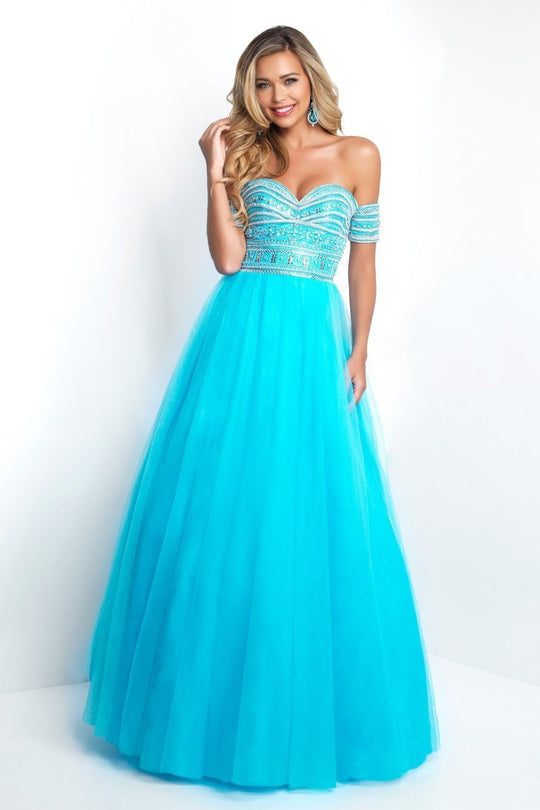 Blush - 5650 Bedazzled Sweetheart Ballgown In Blue