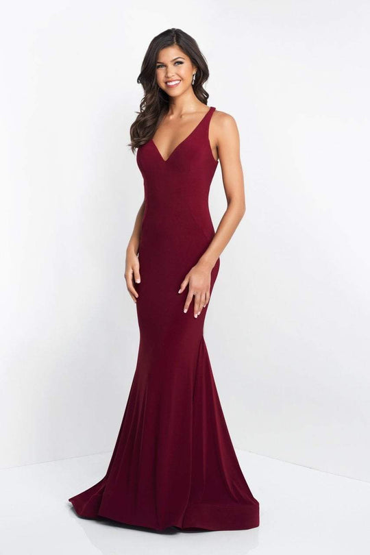 Blush - C1018 Crystal Beaded Back Mermaid Dress In Red