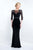 Blush - S2031 Illusion Jewel Neck Jersey Sheath Gown In Black